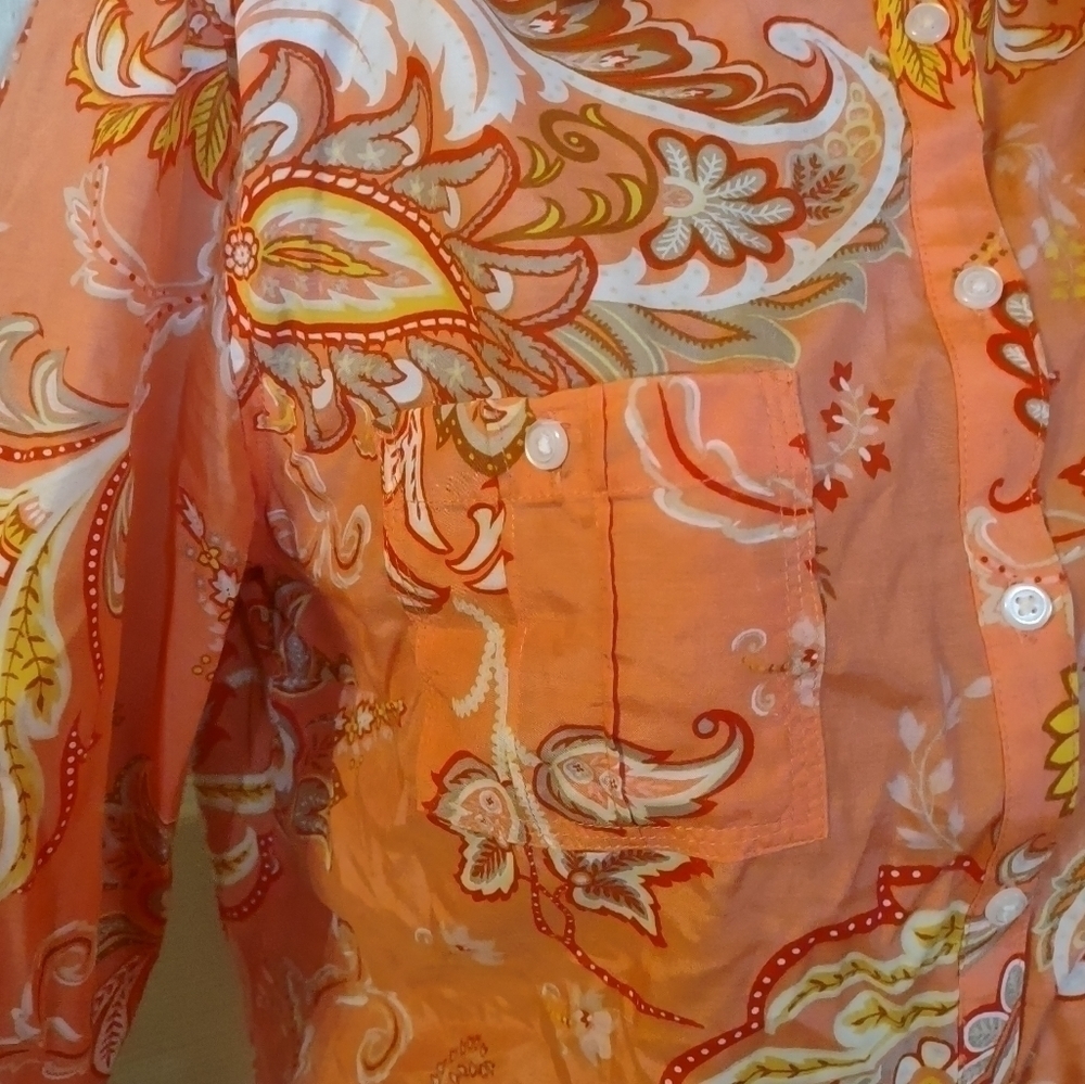 George Designs By Mark Eisen Top Blouse Long Sleeve Paisley Size Medium (8/10) - Picture 7 of 7